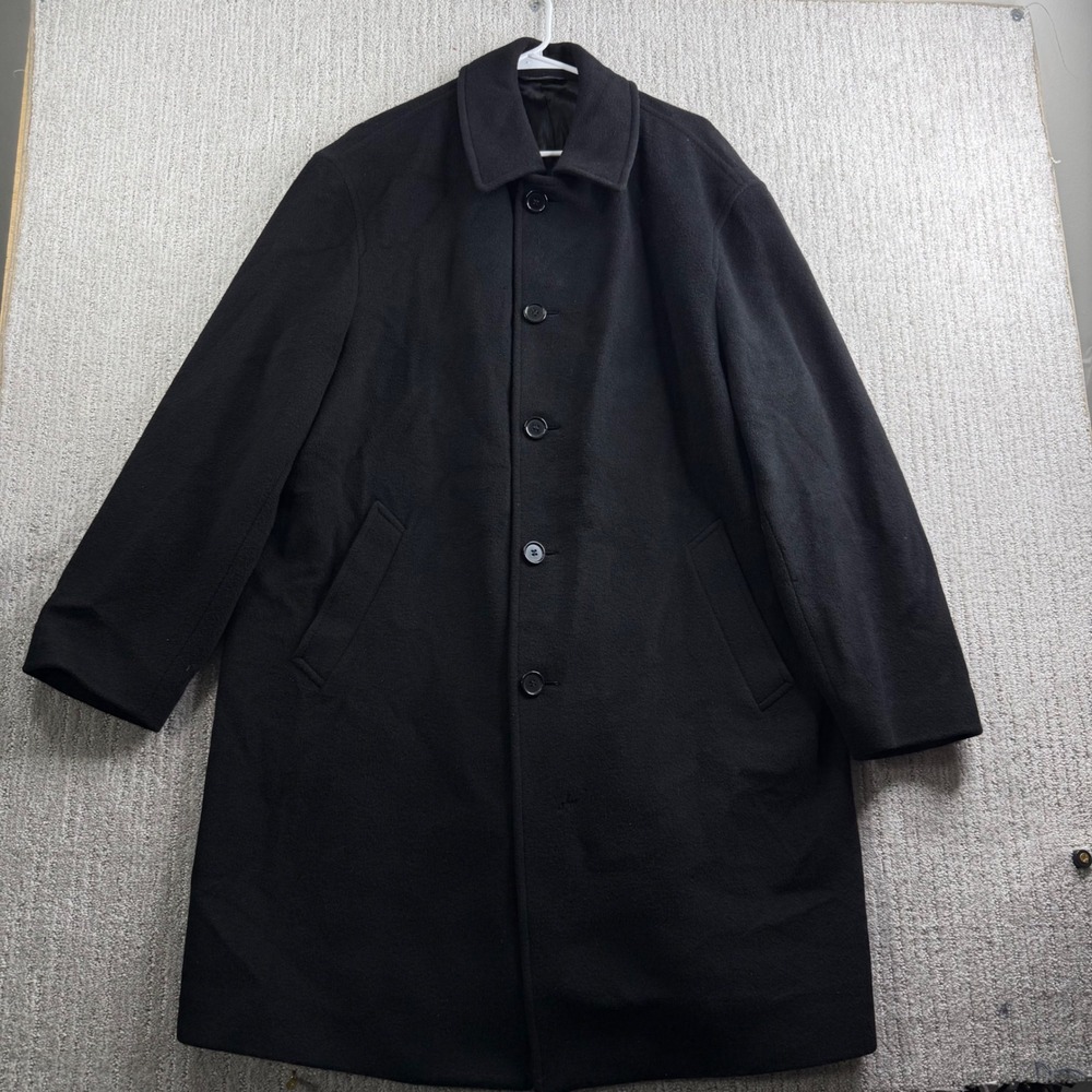 Brooks Brothers 100% Lambs Wool Long Overcoat 42R Single Breasted Made in Italy